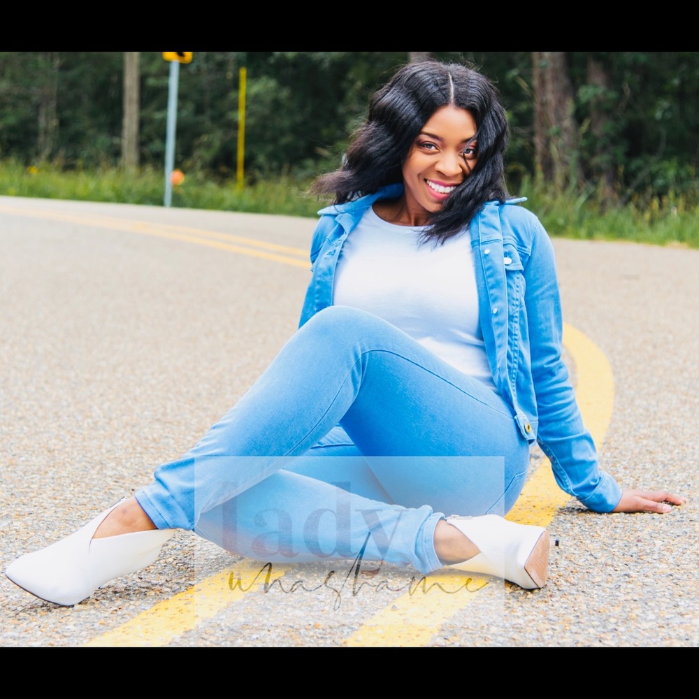 Not available! Blue denim jacket and jeans 3 piece